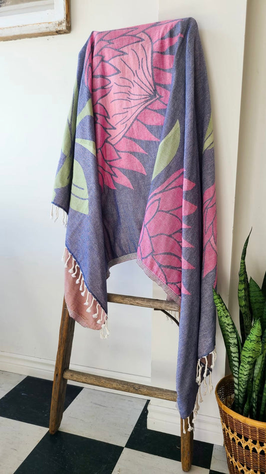 Lyla unique designer Turkish towel protea